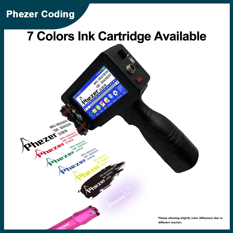Phezer P16 12.7mm Portable Printer Qr Bar Batch Code Date Number Logo