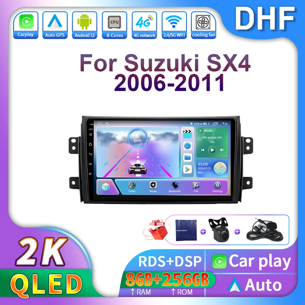 

Автомобильный радиоприемник DHF Android 13 Carplay для Suzuki SX4 2006-2013 для Fiat Sedici 2005-2014 Автомобильный мультимедийный видеоплеер GPS навигация