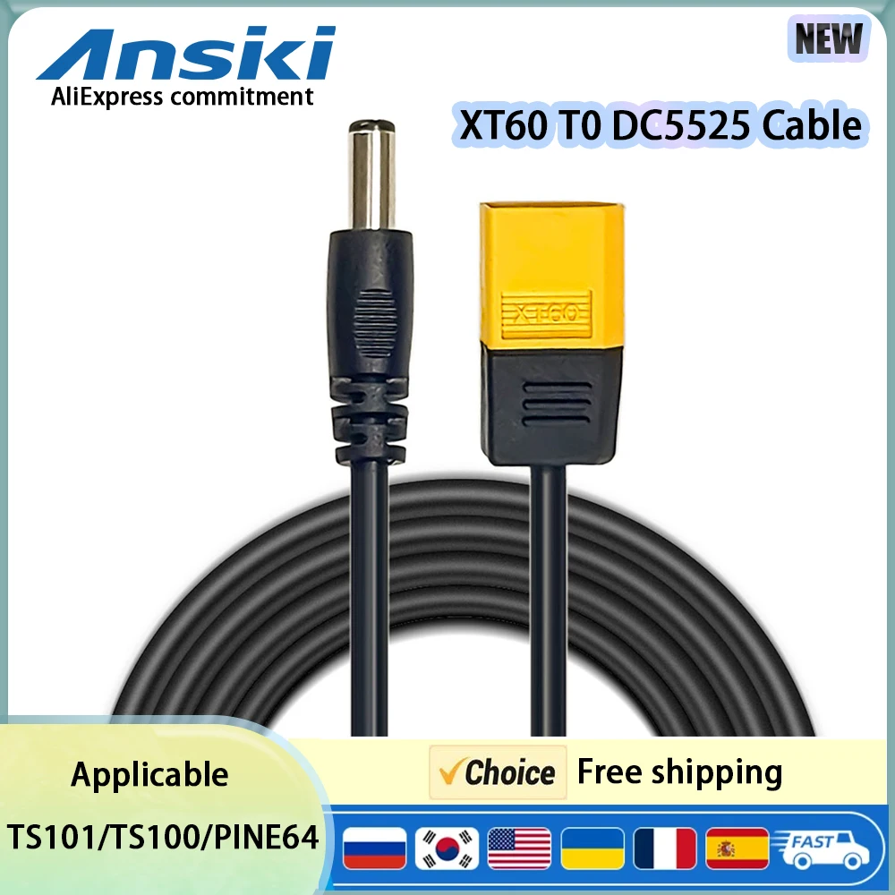 Ansiki XT60 Male to DC5525 Power Cable Adapter 5.5x2.5mm for TS101 Soldering Iron