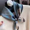 70X70CM Kerchief Luxury Sailboat Print Shawls Four Seasons Square Headcloth Fashion Silk Scarves Popular Sunscreen Small Scarf 6