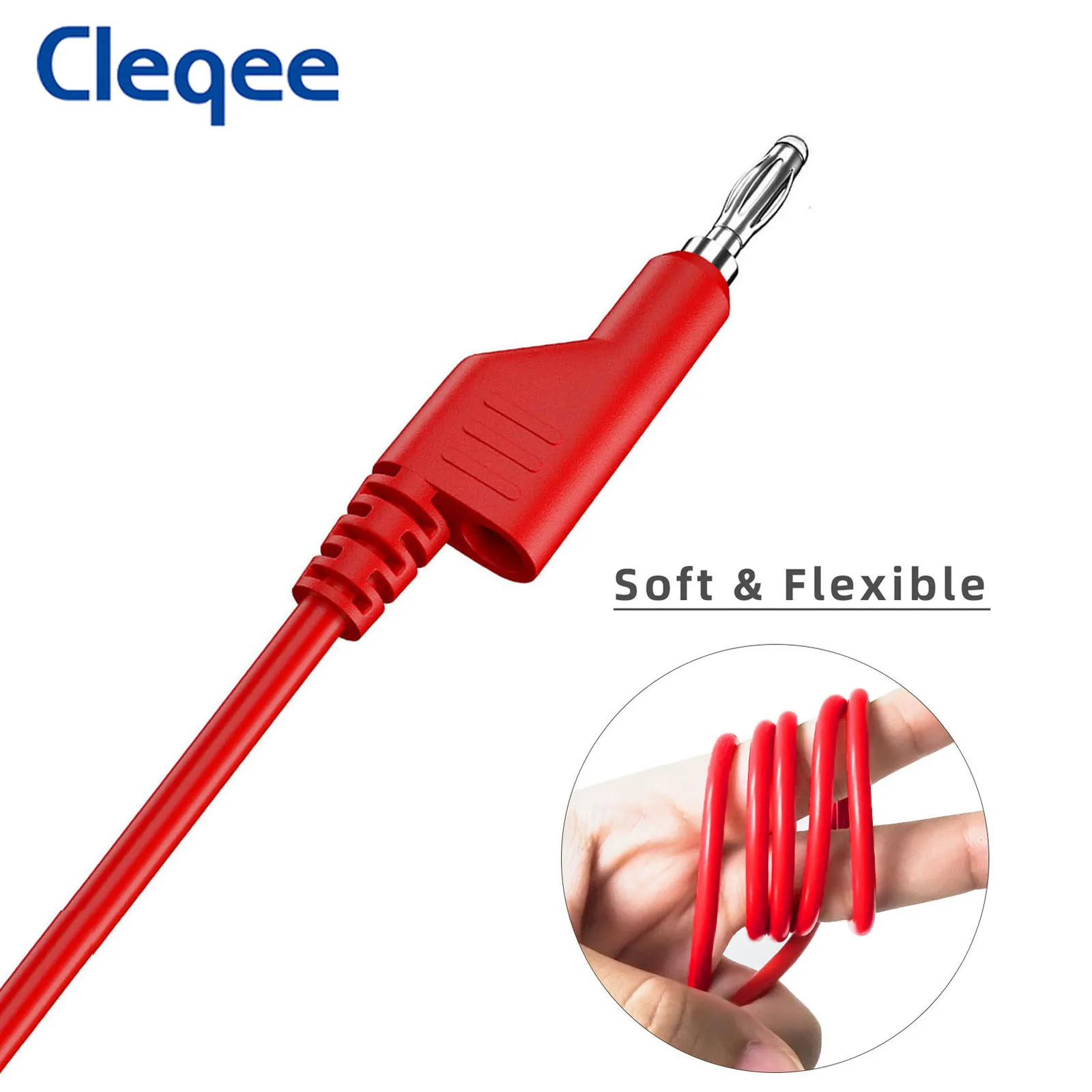 Cleqee P1036 2PCS Dual 4mm Stackable Banana Plug Multimeter Test Leads 1m Electrical Test Cables Red/Black 1000V 15A