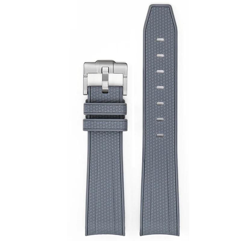 Diving Curved End Silicone Rubber Watch Strap, 20mm