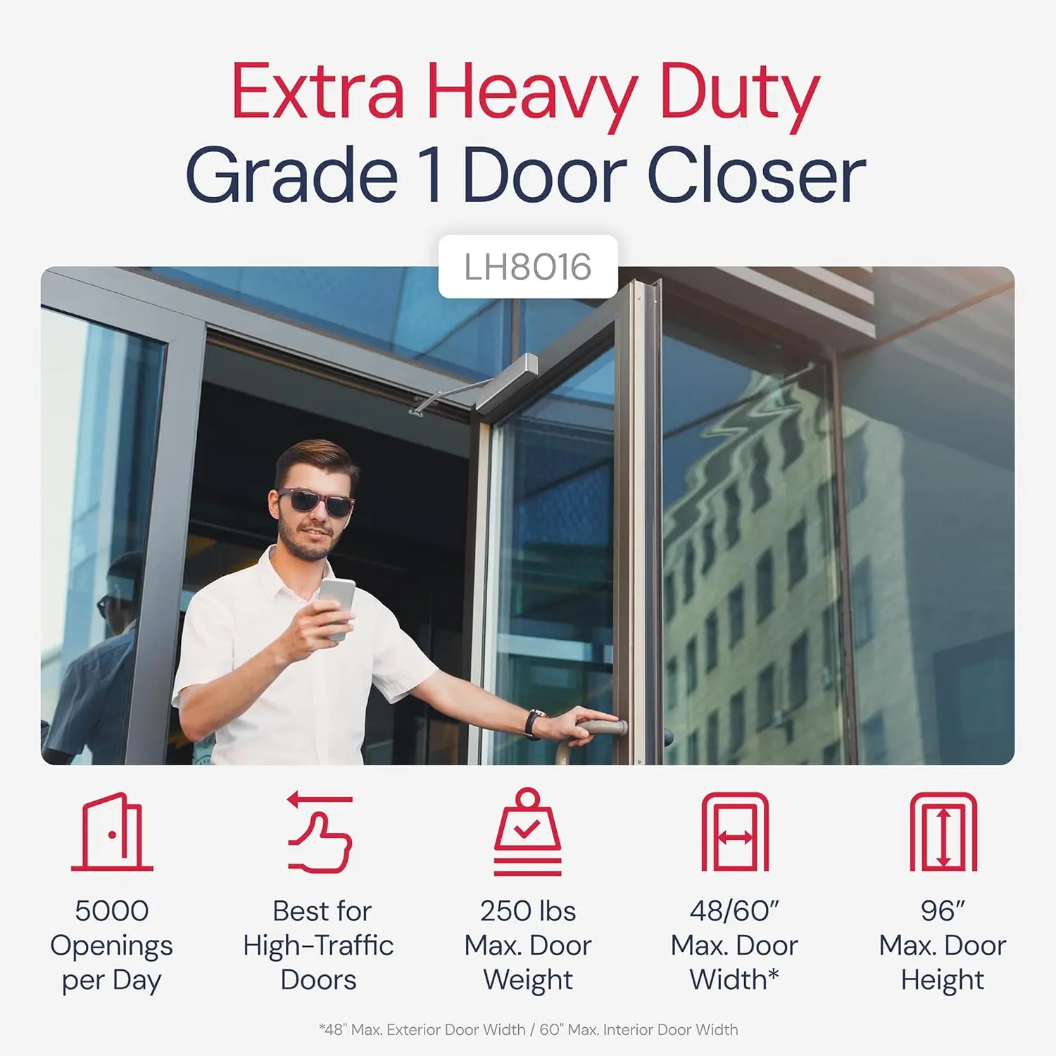 Commercial Grade Lawrence Door Closer - Heavy Duty, 6-Speed Adjustable, Delayed Action with 3 Pistons Flexibility