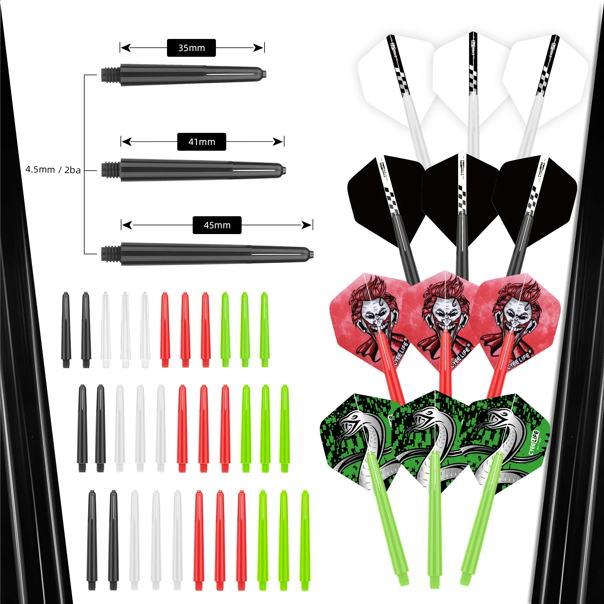 CyeeLife PC 다트 샤프트 및 다트 비행 세트 다트 깃털 잎 다트 액세서리 세트 색상 다트 도구