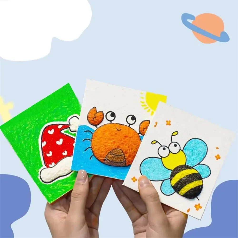 10Pcs 푹신한 질감 폼 질감 그림 종이 둥근 모양 Handmande 드로잉 스폰지 종이 학교 활동 미술 공예