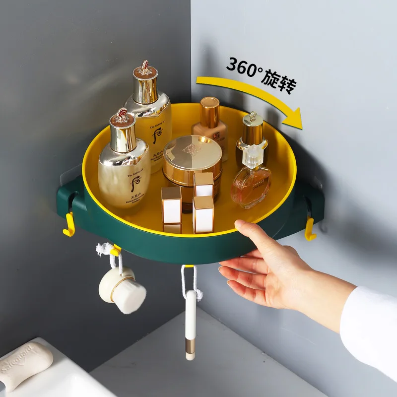

Kitchen accessories rotating rack bathroom bathroom storage corner punch-free toilet wall-mounted tools storage hook rack