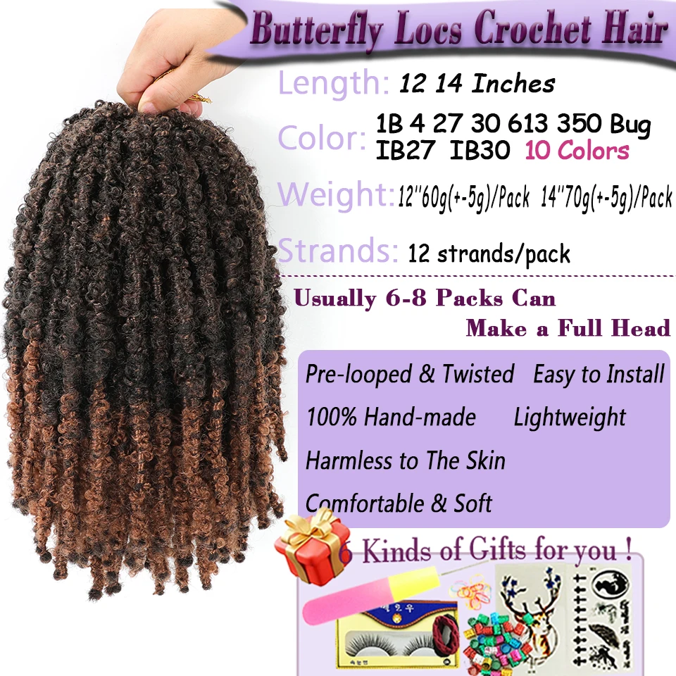 Butterfly Locs Crochet Hair 12 14 inch Pre-twisted Synthetic Distressed Bob Faux Locs Crochet Braids Pre-looped for Black Women 2