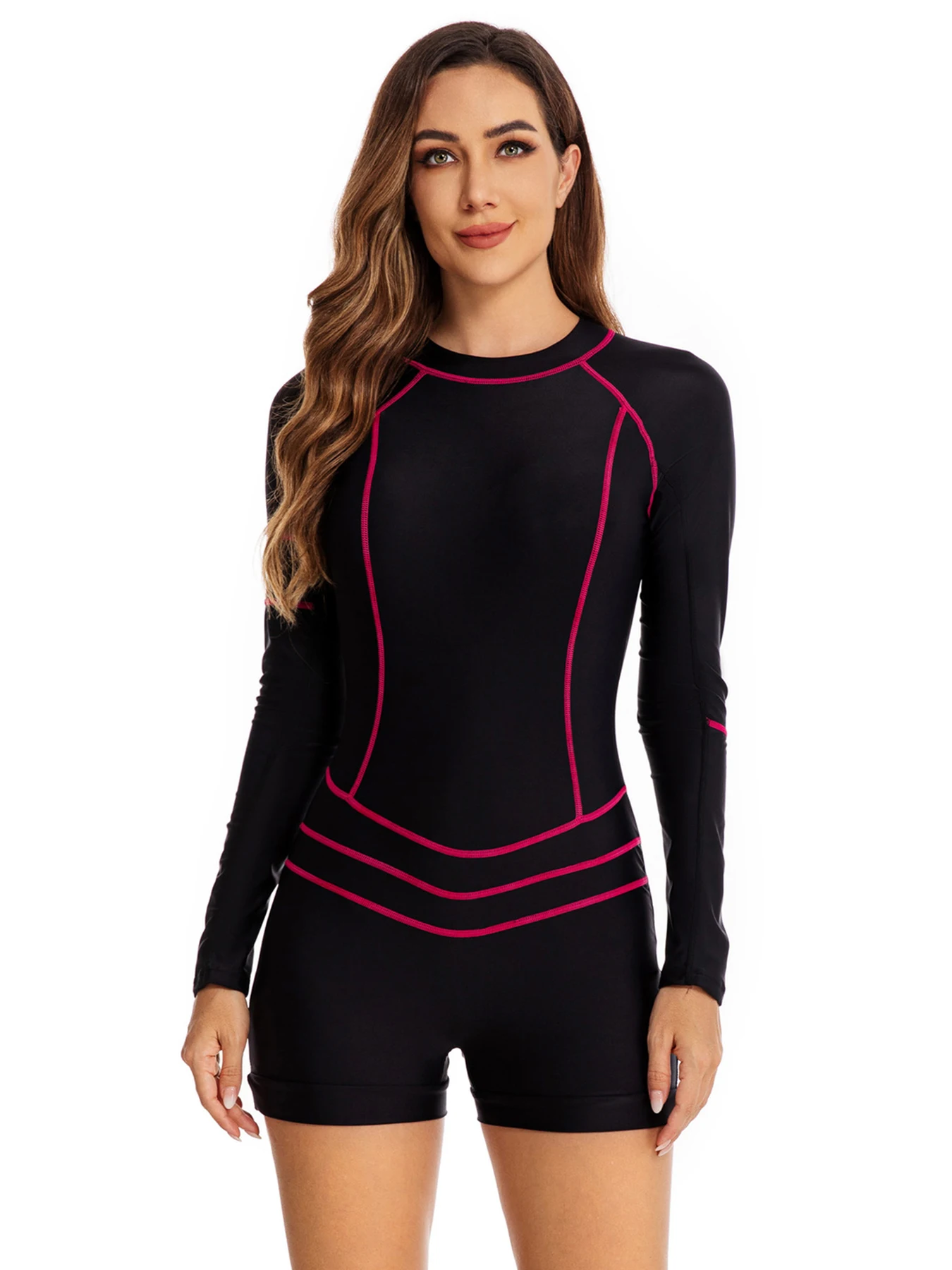 2022 New Sport Swimwear Women One Piece Swimsuit Female Surfing Swimsuits Long Sleeve Diving