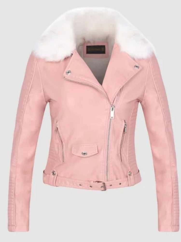 Tissu,Aelegantmis Blouson de Moto en Simili Cuir pour Femme,Streetwear