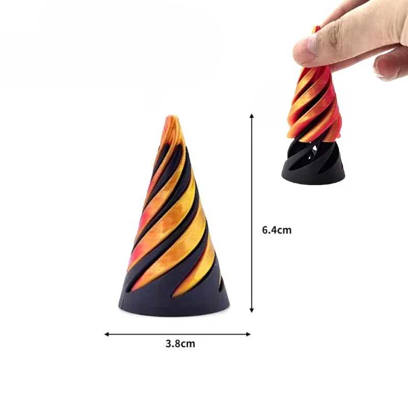 3D Printing Spiral Three-dimensional Cone Cylindrical Decompression Artifact for Spinning Music, Bedside Desk Ornament