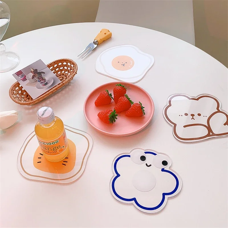 Acrylic Cartoon Coaster Simple Non-Slip Thermal Insulation Bowl Pad Ins Style Creative High Temperature Home Table Mat