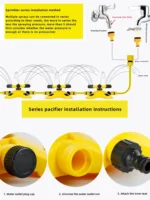 360 ° Automatic Sprinkler Hydro Powered Rotary Spray Garden Lawn Tandem Sprinkler Irrigation Tool 6