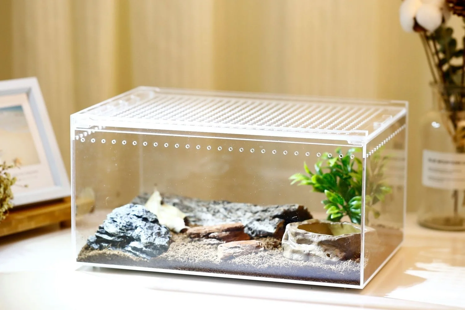 

Lizard Horned Frog Breeding Box Pet Home Acrylic One Leak-proof Climbing Pet Box Snake Reptile Breeding Box