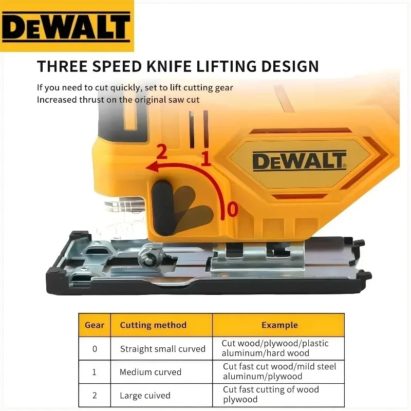 Dewalt 3000RPM 브러시리스 곡선 톱 무선 전기 지그 톱 휴대용 다기능 조절식 목공 전동 공구