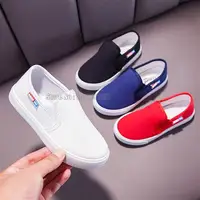 Children Board Boys Girls Baby White Flats Sneakers Solid Color Kids Simple Breathable Non-slip Shoes 1