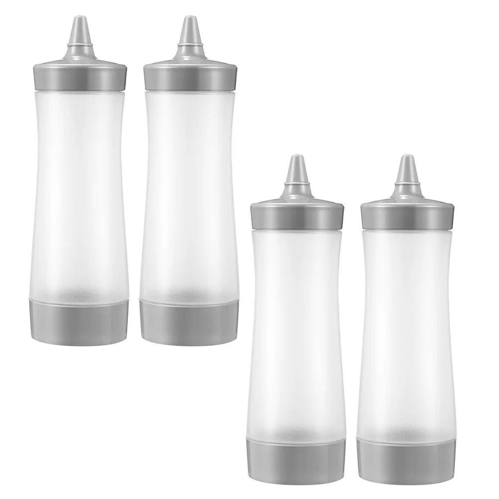 

4 Pcs Squeeze Bottle Control Kitchen Sauce Plastic Condiment Bottles Jam Dispenser Salad