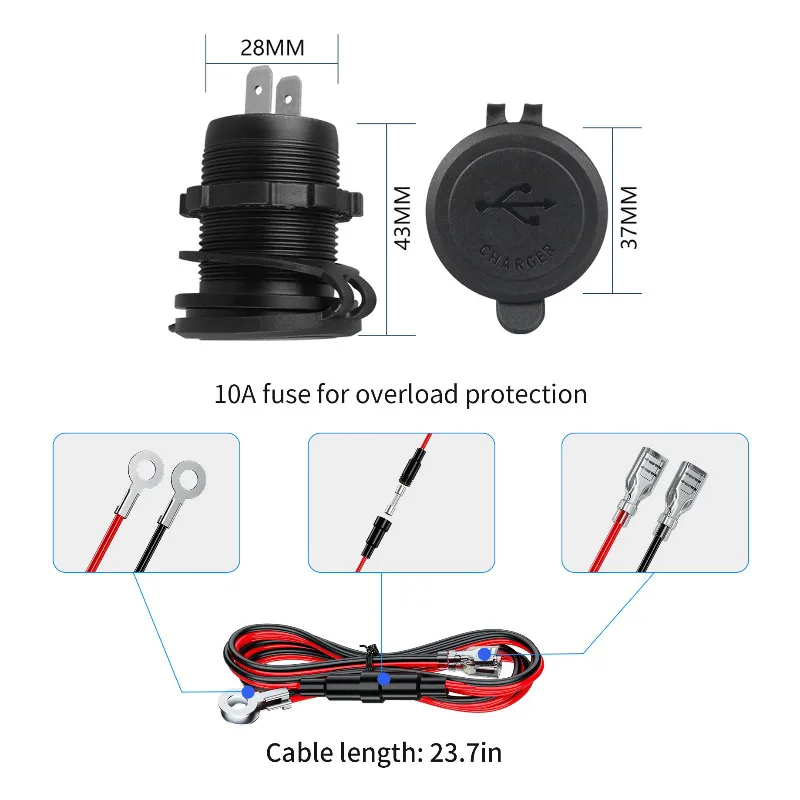 USB    USB QC 3.0  , ġ ġ , 12-24V ڵ  Ʈ ؾ RV, 3 Ʈ, 60W