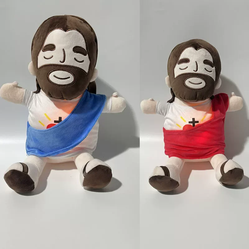 Kids Adult Jesus Plush Doll Toys Soft Respirable Jesus Heart Plushies Comforting Music Toy Easter Christmas Gifts