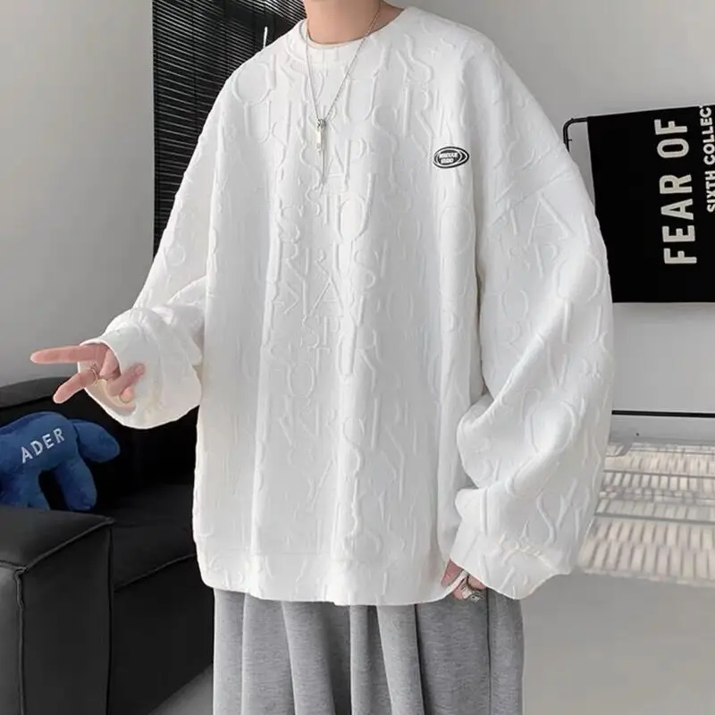 

Men's Sweatshirt Ins Solid Color O-Neck Loose Versatile Long Sleeve Top Autumn Korean Fashion Men's Clothing Oversized Hoodie