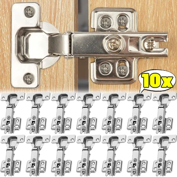 1/10pcs สแตนเลสสตีลบานพับประตูตู้บัฟเฟอร์ห้องครัวตู้เสื้อผ้าประตูปกปิดบานพับสกรูเฟอร์นิเจอร์ฮาร์ดแวร์เครื่องมือ 1