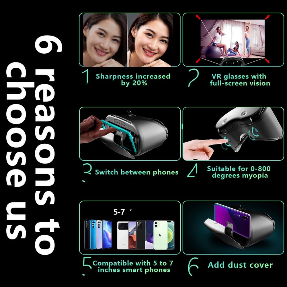 Pro X7 VR Headset With Adjustable High-Definition Lens VR Goggles 3D Gaming Experience For 5-7 Inches Smart Phones