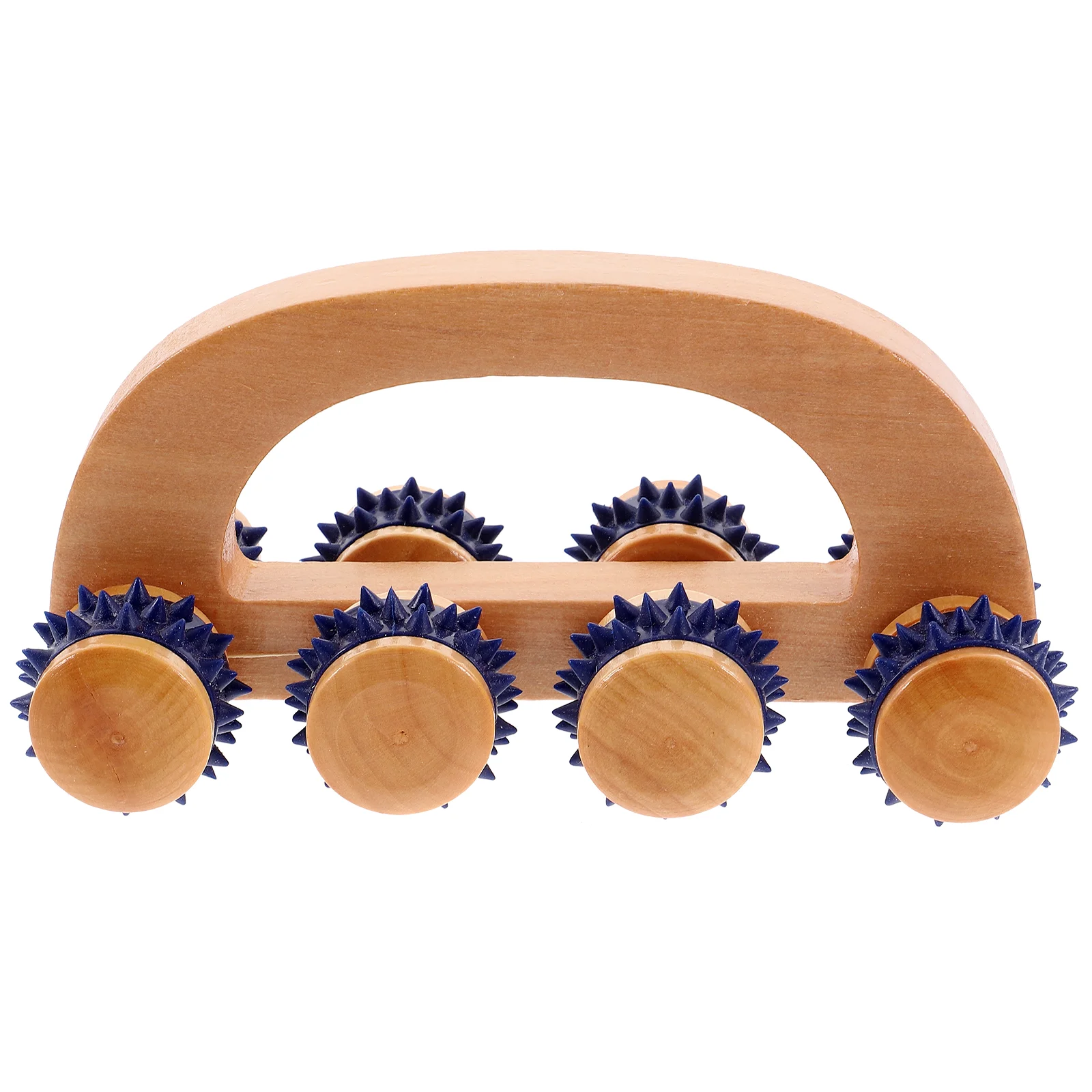 

Handheld Roller 6 Wheels Wood Manual Muscle Full Body Anti Cellulite Roller for Hand Neck Shoulder Arms Legs Body Light Yellow