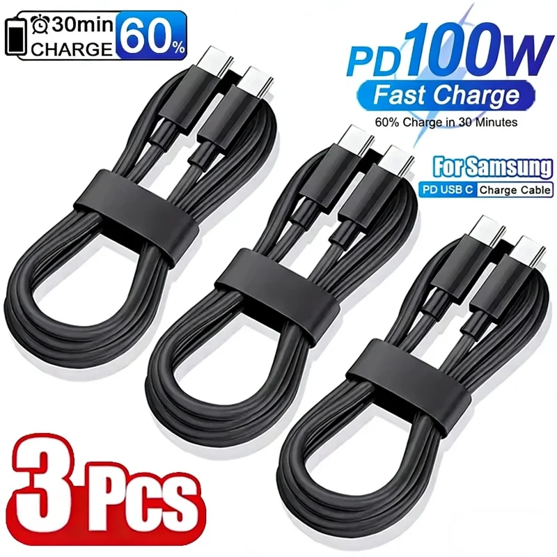 삼성 S22 S23 S24 플러스 노트 20 울트라 A53 A54 A55용 5A PD 100W 듀얼 USB C 초고속 충전 케이블 (퀵차징 데이터 케이블)