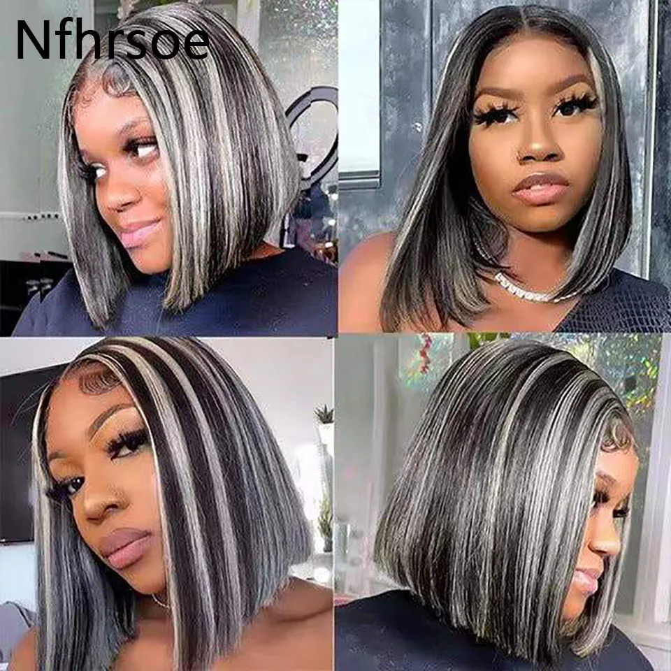 Human Hair Pre Plucked 180% Density Glueless Wigs Human Hair Straight 13X4 Lace Front Human Hair Wigs 60 Black Color Bob Wig