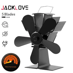 5 Blade Stove Fan Heat Fireplace Fan Powered Heat Powered Log Wood Burner Friendly Quiet Fan Home Efficient Heat Distribution