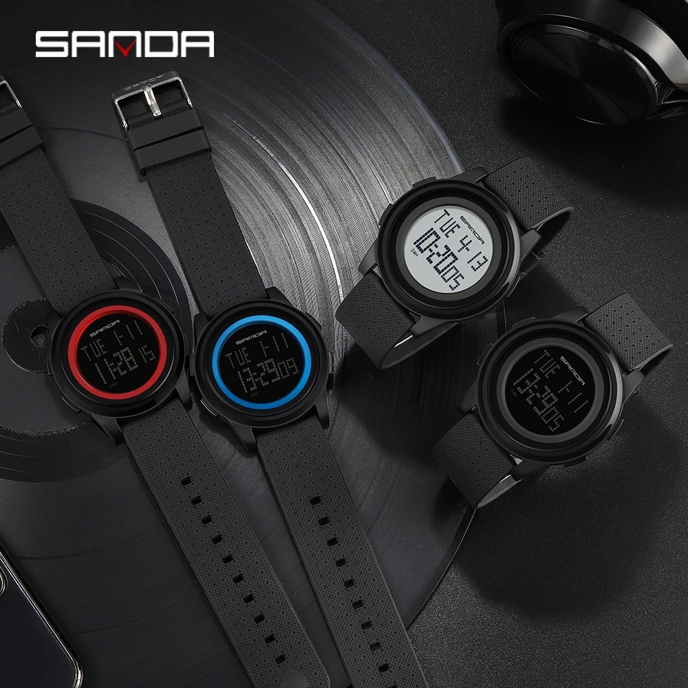 SANDA Brand 9mm Super Slim Men's Watch Luxury Electronic LED Digital Watches for Man Clock Male Wristwatch Relogio Masculino 337