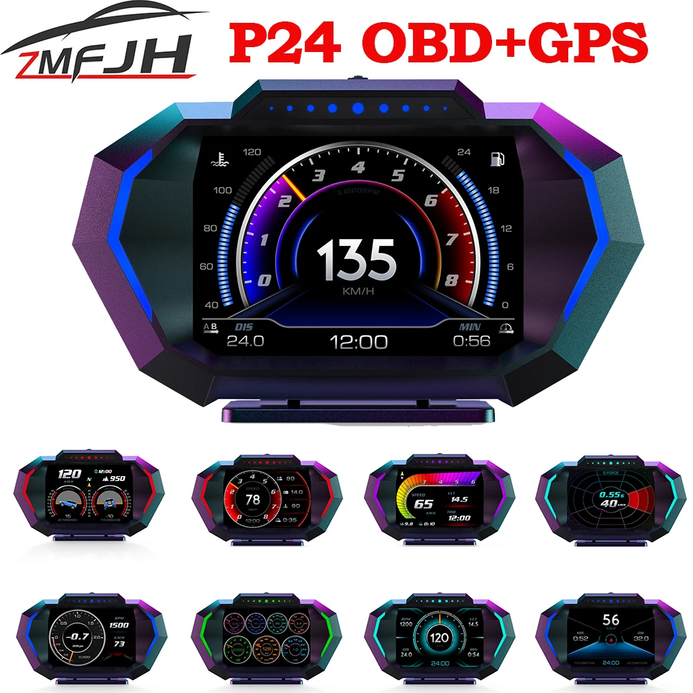P24 OBD2 GPS velocímetro coche Head Up Display HUD diagnóstico consumo