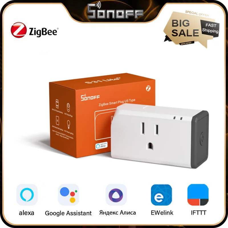 

SONOFF S31 Lite US Smart Zigbee Socket Plug Ewelink APP Voice Remote Control Smart Home Switches Works With Alexa SmartThings