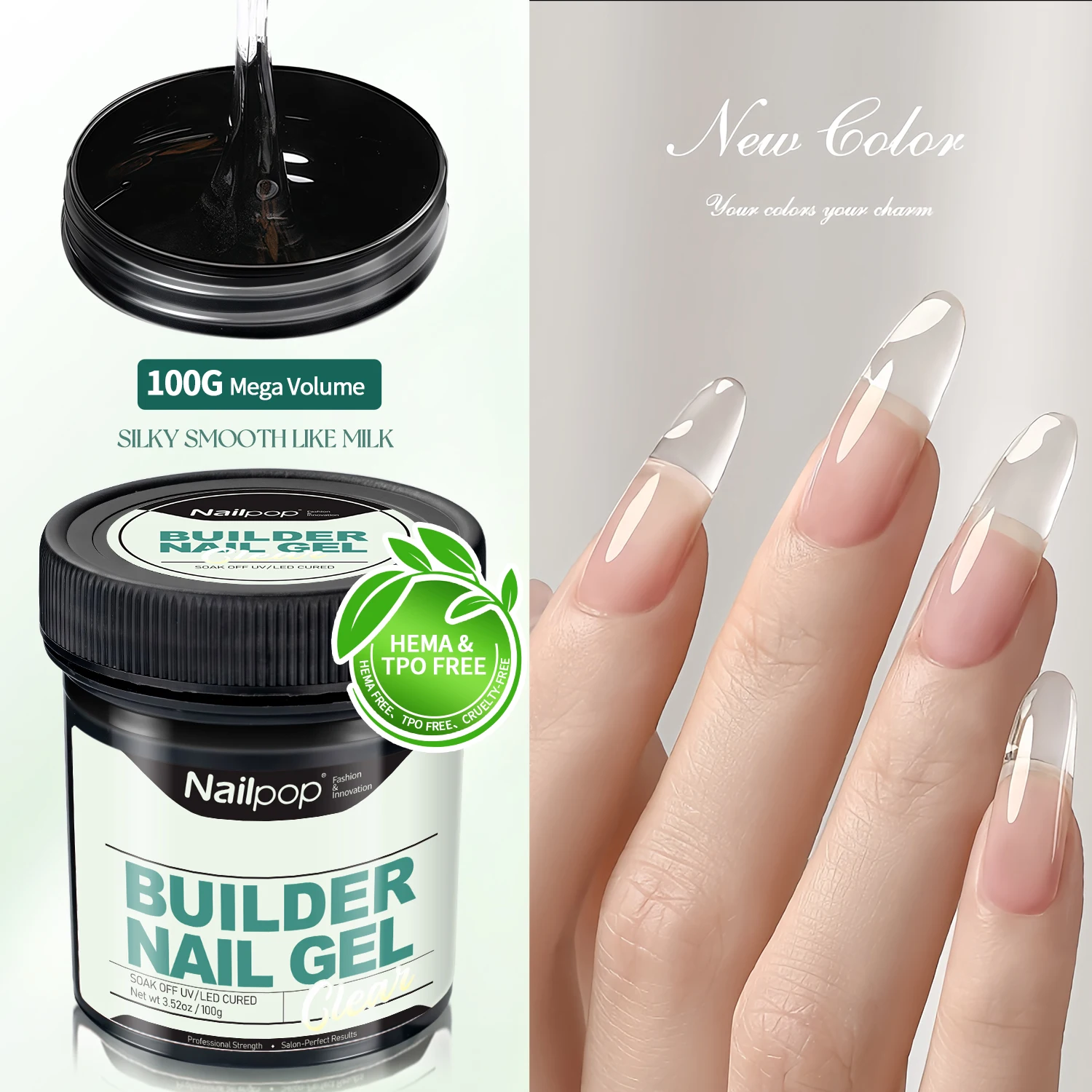 Nailpop Professional Builder Gel UV Hard Gel for Nail Strengthen Quick Building Long Lasting Soak Off Extension 30/100g