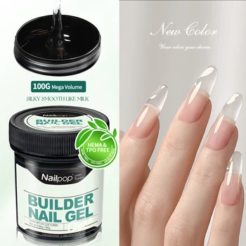 Nailpop Gel Costruttore Professionale UV per Unghie, Gel Duro per Rinforzo Rapido, Lunga Durata, Rimovibile, Gel per Estensione 30/100g