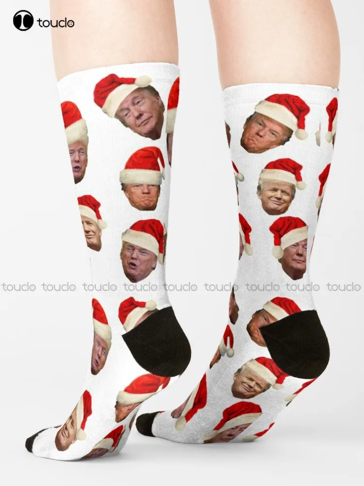 

Trump Christmas Socks Hiking Socks Men Personalized Custom Unisex Adult Teen Youth Socks Breathable Cotton 360° Digital Print