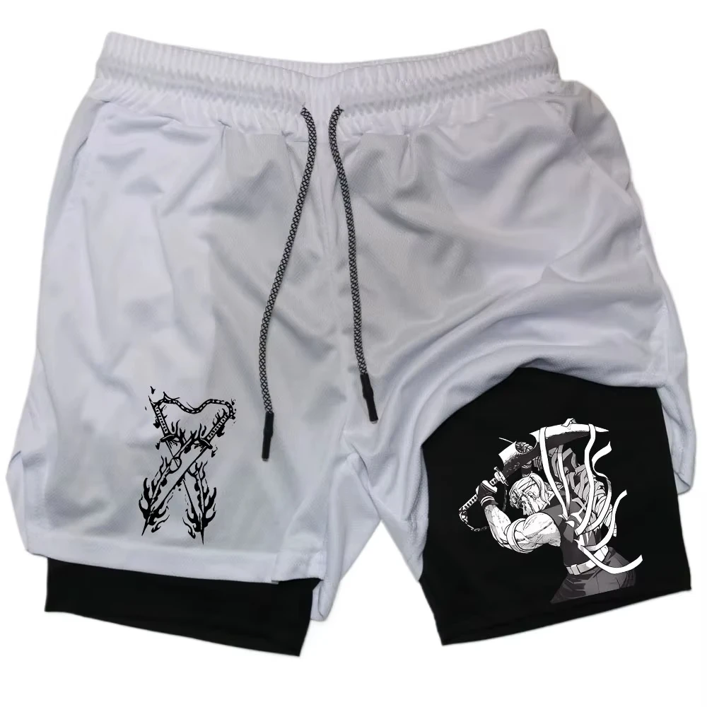 Men Performance Shorts Anime Demon Slayer Gym Shorts Summer Sports Fitness Workout Jogging Running  Print Short Pants RL00188 2