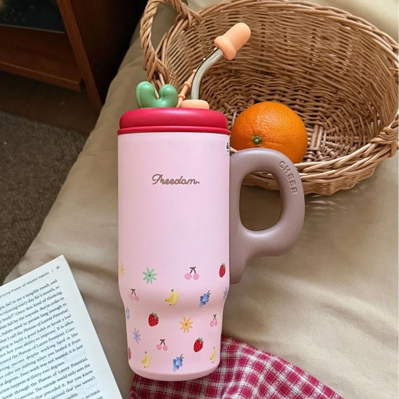 Large Capacity Stainless Steel Coffee Tumbler with Straw 800ml