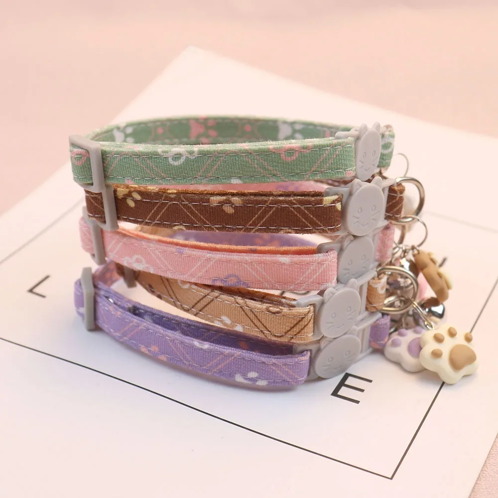 Cat Collar With Bell Pet Collar For Small Dogs Puppy Kitten Stuff Accessories Adjustable Footprint Cat Breakaway Collar MBO02_voghion.com