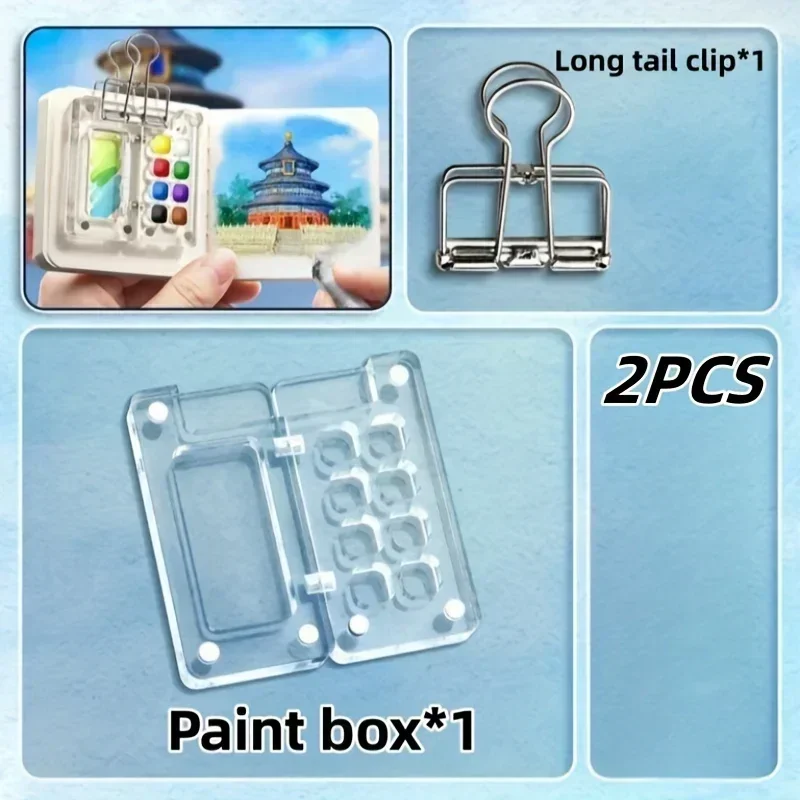 Portable Mini Watercolor Palette Set with Travel Sketchbook, Acrylic Paint Box for On-the-Go Art Creation Art Supplies
