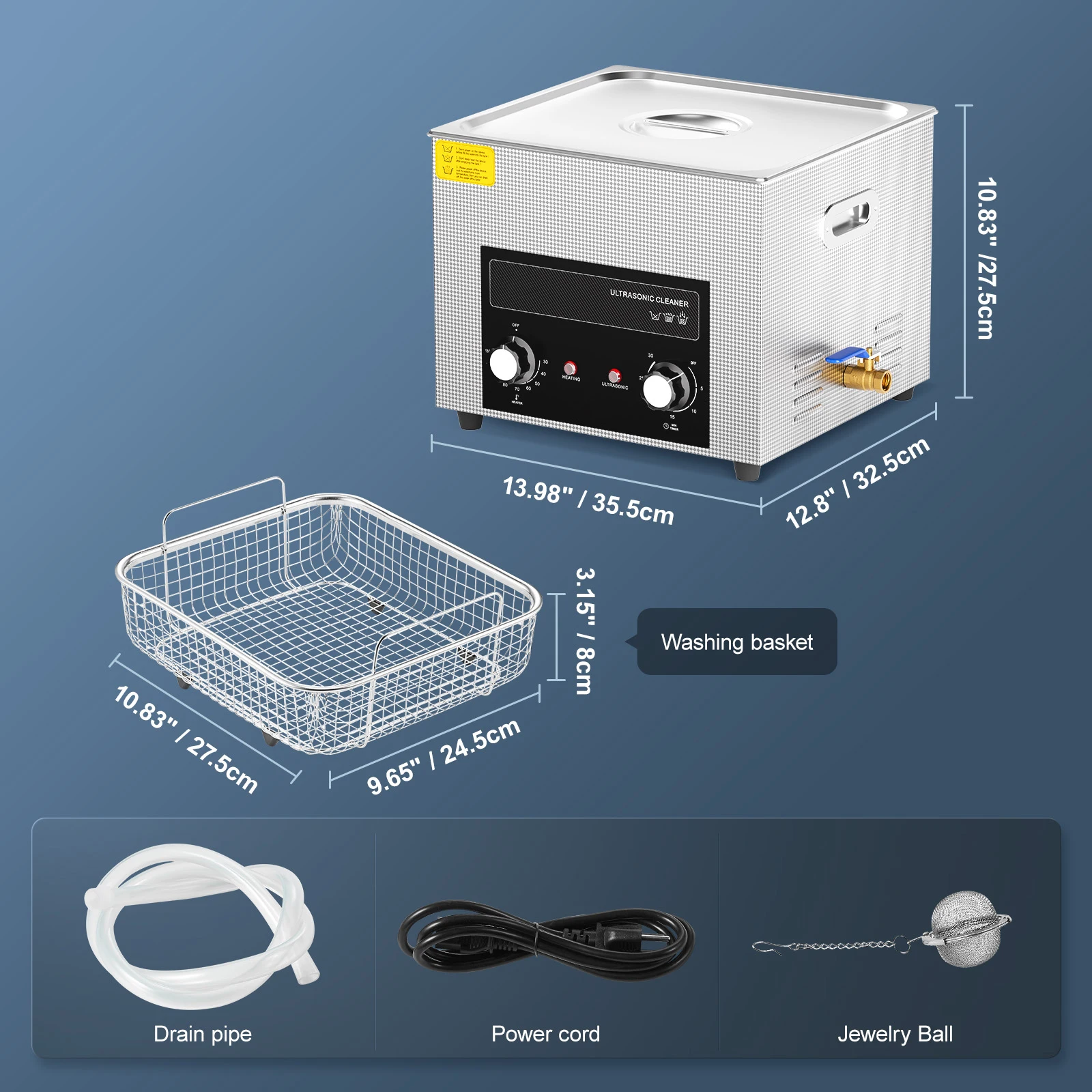 SucceBuy 15L 30L Knob Ultrasonic Cleaner with Heater & Timer for Lab Tools Metal Parts Carburetor Brass Auto Parts Engine Parts 6