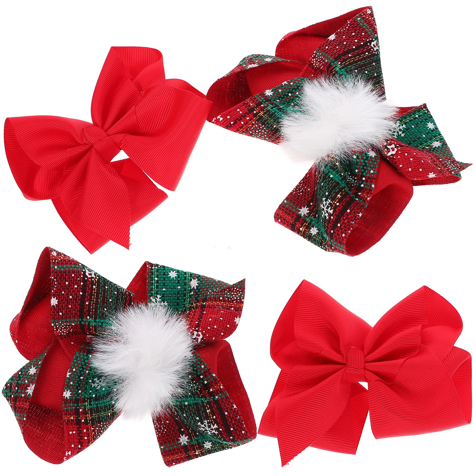 

4 Pcs Hair Clip Bow Hairpin Accessories for Women Small Bows Girls Lattice Christmas Clips Child