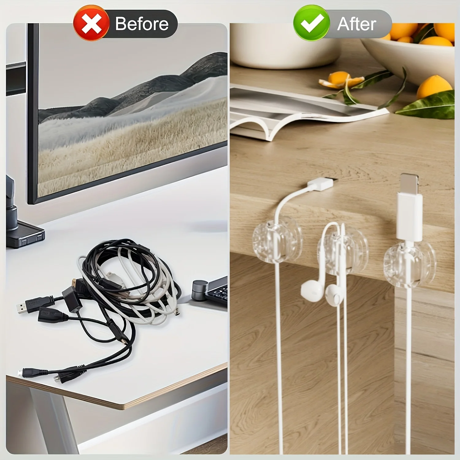 Automatic Retractable Cable Organizer Set - Creamy White, Blue, Yellow & Transparent - Stylish and Durable Cable Management Solution for Home, Office, and Travel