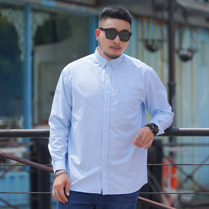 Übergroßes Langarmhemd für Herren in Übergröße, 6XL, 7XL, 8XL, 10XL, formelles Streifenkleid, lässig, Schwarz, Weiß, hochwertige Designermode – Detail 10