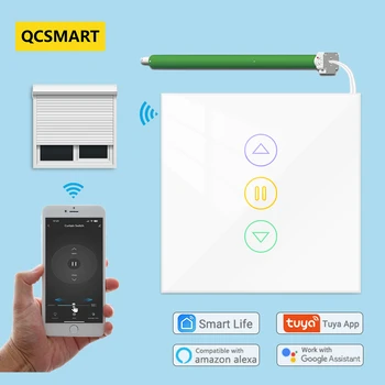 롤러 셔터 용 QCSMART Tuya WiFi 스마트 라이프 커튼 스위치 Alexa Google 홈의 전동 블라인드 음성 제어