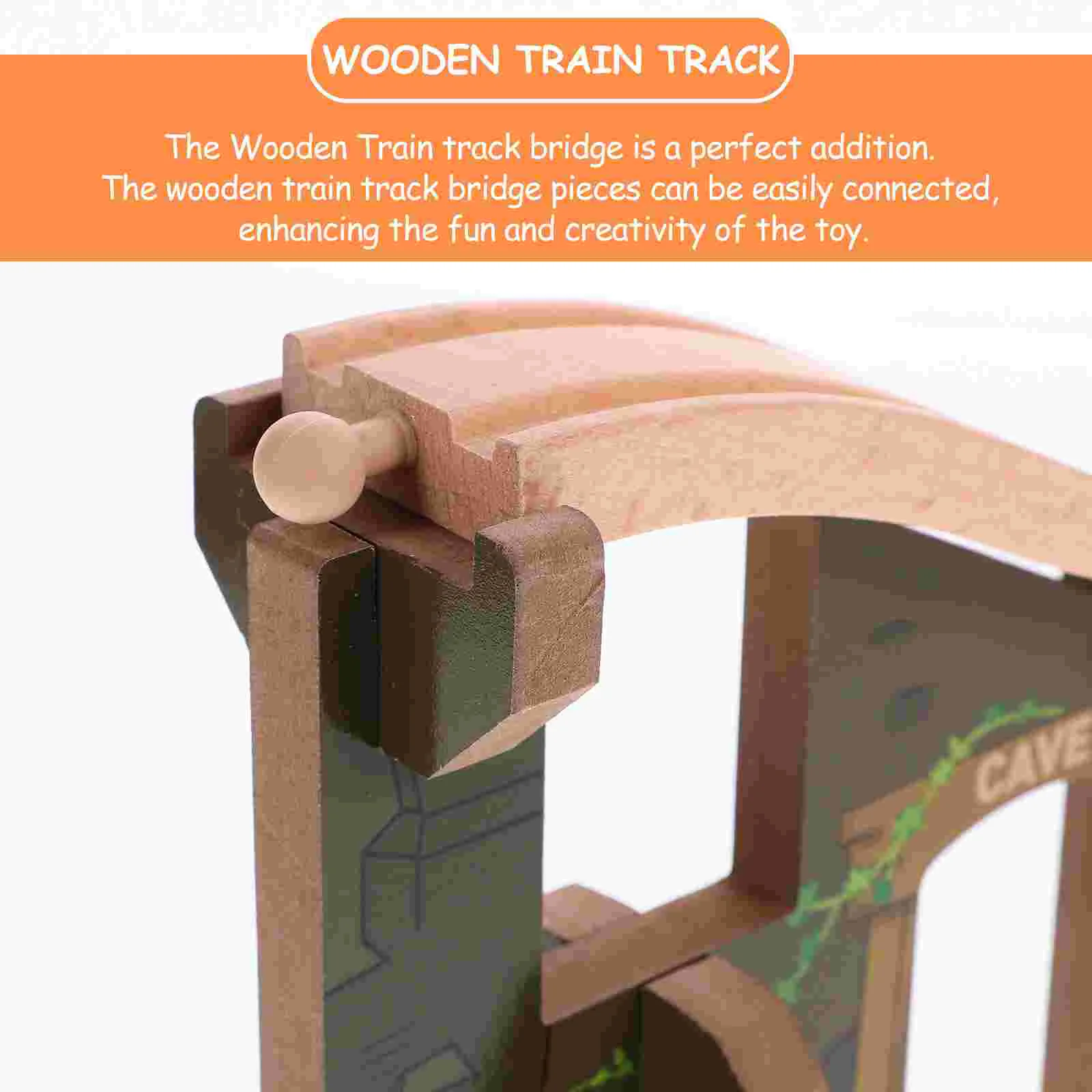 Wooden Train Track Bridge Toy Kids Plaything Parts Natural Wood High Arch Scene Accessories Develops Brain Hands On