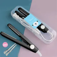 Mini Splint Flat Iron Hair Straightener Curling Wand Curly Ceramic Curler Straight Dual Purpose Hair Styling Tool WITH Hair Clip 1