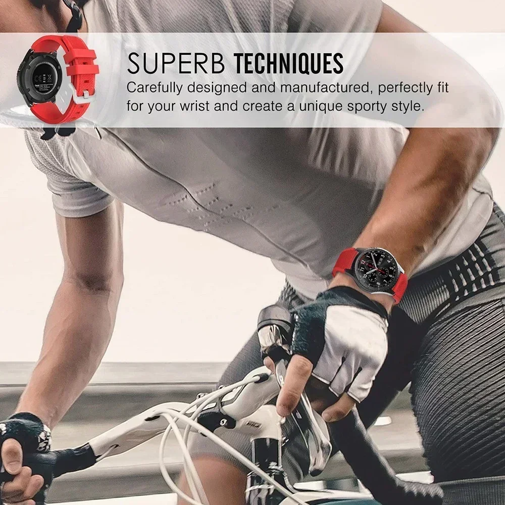 Breathable Silicone Sport Wristband - 22mm Strap