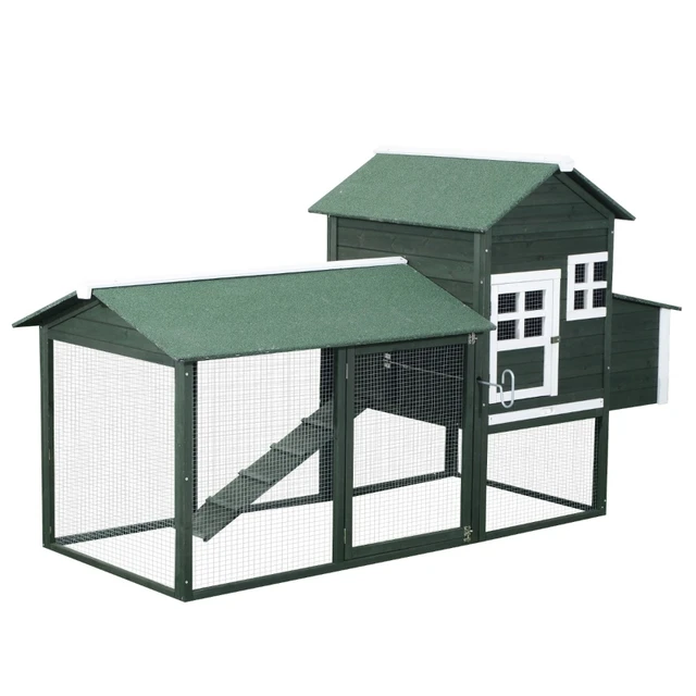 Gallinero con caja grande de anidación al aire libre de madera gallinero  jaula para aves de corral con corral (gris-48)