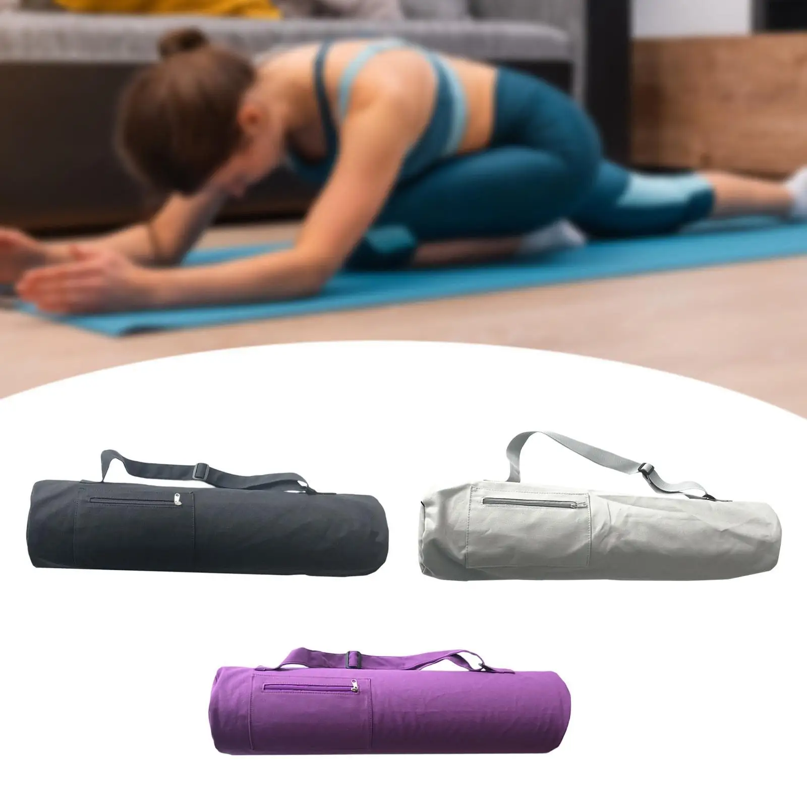 Solid Nylon Yoga Mat Gym Bag – Unisex Fitness & Travel Handbag 1