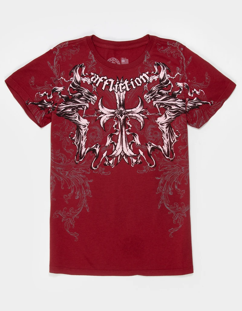 2000s affliction American Retro T shirt Women Red Cotton Round Neck Washed Shirt Hip Hop Couple American Wear Goth T Shirts 5